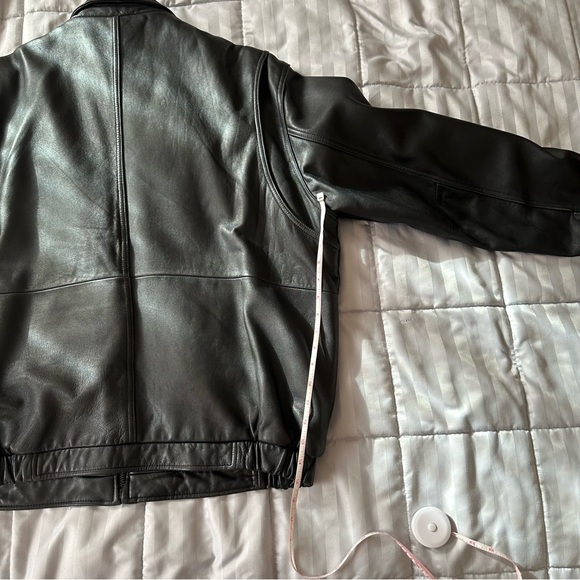 Vintage Colebrook American Classics Leather Bomber Jacket Black Zip Up - Picture 9 of 11